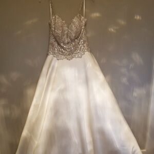 Elegant White and Silver Wedding Dress